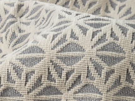 Grey colour geometric floral pattern velvet flock readymade curtain