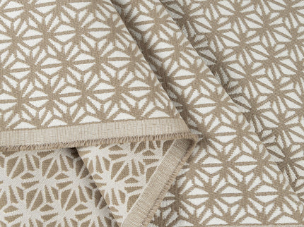 Beige colour geometric floral pattern velvet flock Easy Clean sofa, chair and curtain fabrics (Dual side)