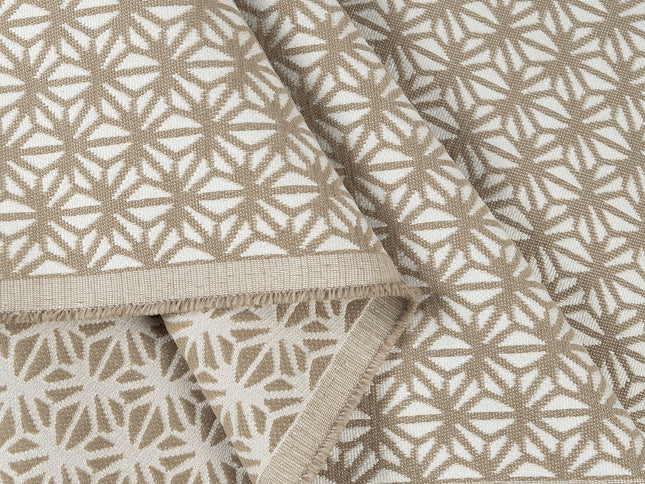 Beige colour geometric floral pattern velvet flock Easy Clean sofa, chair and curtain fabrics (Dual side)