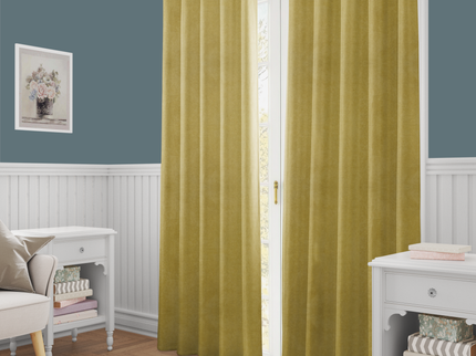 Dark Yellow Colour Textured Velvet Flock Readymade Curtain