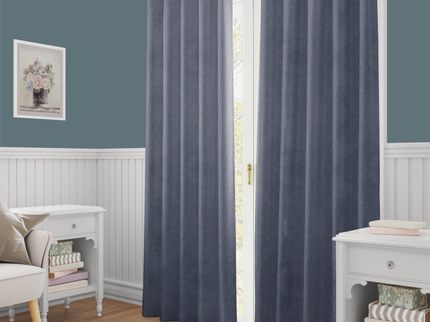 Charcoal Black Colour Textured Velvet Flock Readymade Curtain