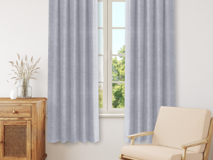 Silver Grey Colour Textured Velvet Flock Readymade Curtain