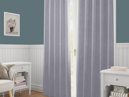 Silver Grey Colour Textured Velvet Flock Readymade Curtain