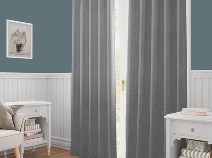 Beige Grey Colour Textured Velvet Flock Readymade Curtain