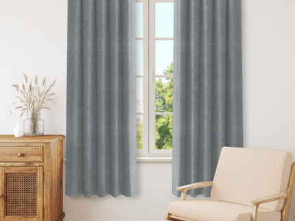 Greenish Beige Colour Textured Velvet Readymade Curtain