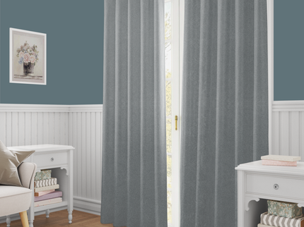 Greenish Beige Colour Textured Velvet Readymade Curtain