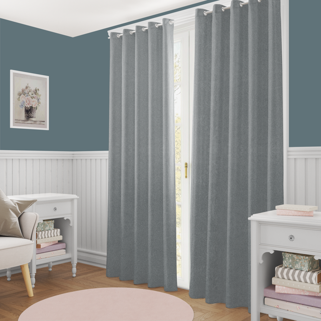 Greenish Beige Colour Textured Velvet Readymade Curtain