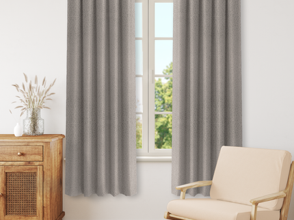 Dark Beige Colour Textured Velvet Flock Readymade Curtain