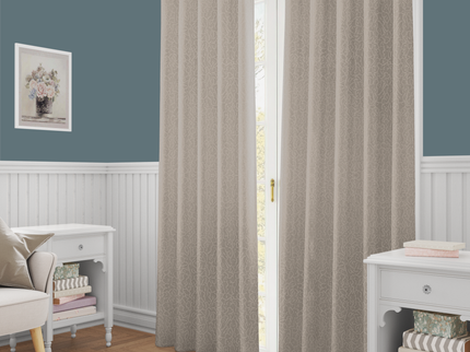 Dark Beige Colour Textured Velvet Flock Readymade Curtain