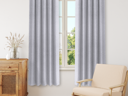 Silver Grey Colour Textured Velvet Flock Readymade Curtain
