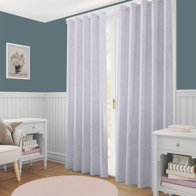 Silver Grey Colour Textured Velvet Flock Readymade Curtain