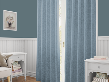 Grey Colour Textured Velvet Flock Readymade Curtain