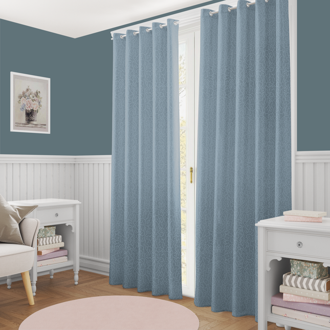 Grey Colour Textured Velvet Flock Readymade Curtain