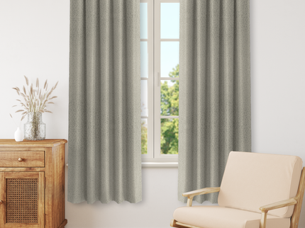 Greenish Grey Colour Textured Velvet Flock Readymade Curtain