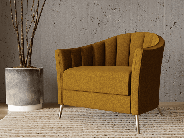 Ochre Dark Yellow Colour Textured Velvet Flock Easy Clean Sofa, Chair and Curtain Fabric