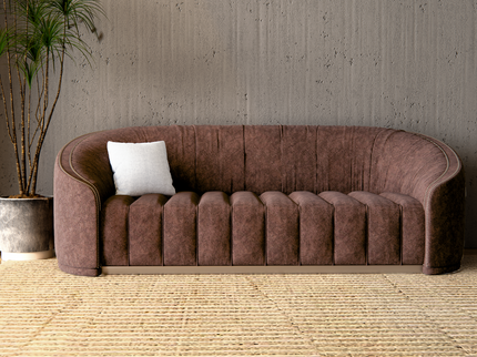 Caramel Brown Colour Textured Suede Sofa and Chair Fabric
