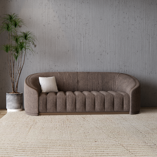 Espresso Brown Colour Textured Suede Sofa and Chair Fabric