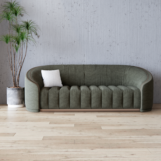 Tan Green Colour Textued Suede Sofa and Chair Fabric