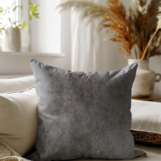 Dark Grey Colour Plain Velvet Flock readymade cushion cover