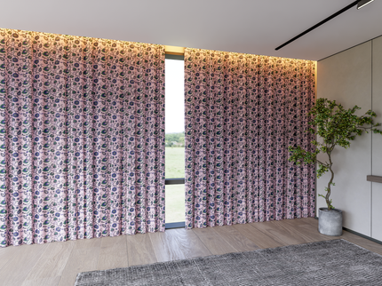 Green and Blue Floral and Leaves Pattern Velvet Curtain Fabric printed