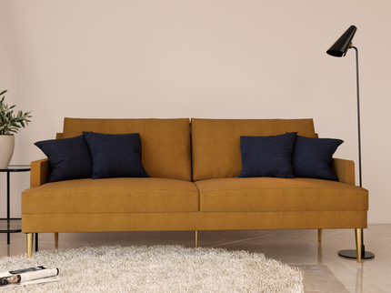 Ochre Yellow Colour Textured Velvet Flock Easy Clean Sofa and Chair Fabric