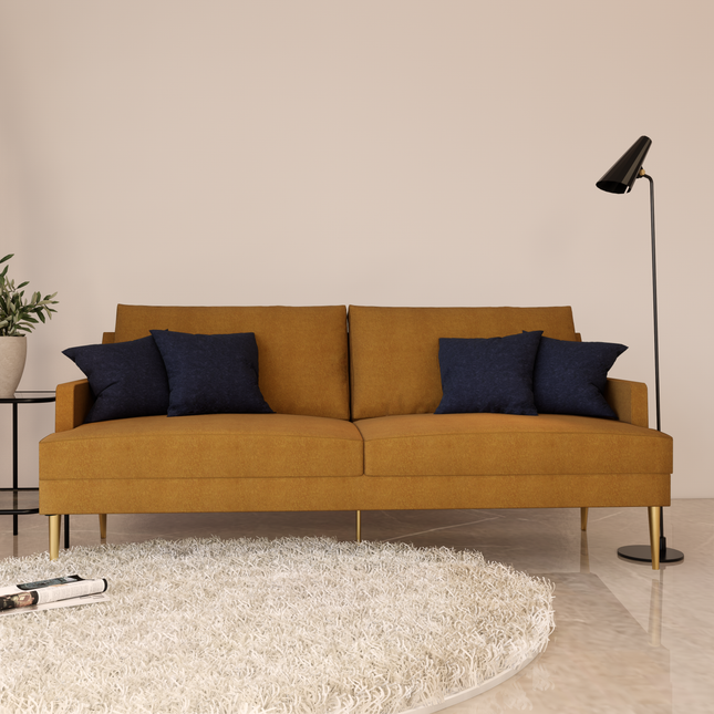 Ochre Yellow Colour Textured Velvet Flock Easy Clean Sofa and Chair Fabric