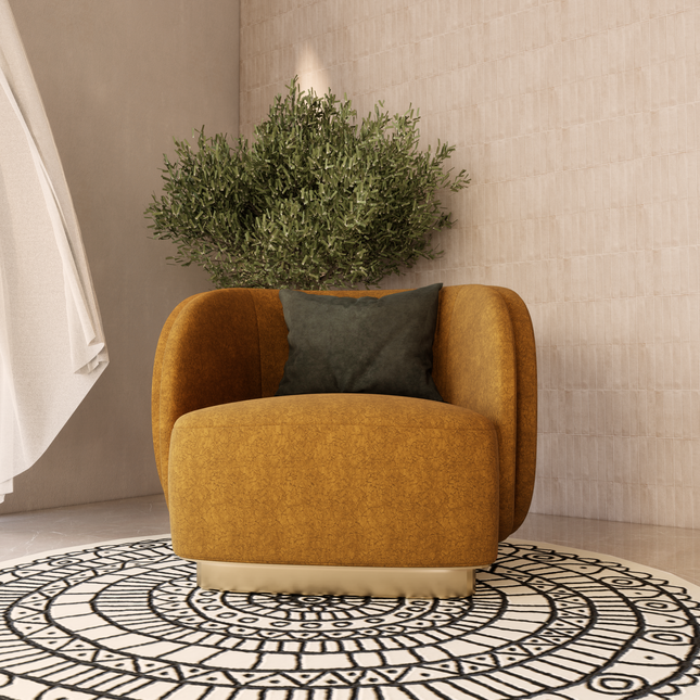 Ochre Yellow Colour Textured Velvet Flock Easy Clean Sofa and Chair Fabric