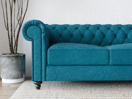 Turquoise Colour Textured Velvet Flock Easy Clean Sofa and Chair Fabric