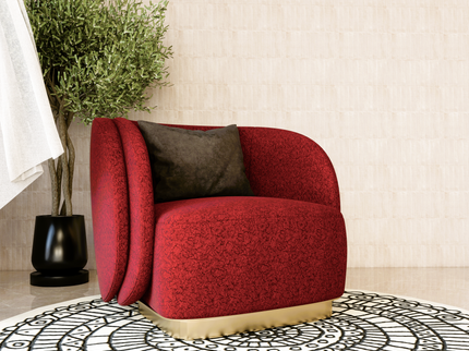 Cherry Red Colour Textured Velvet Flock Easy Clean Sofa and Chair Fabric