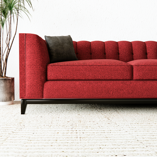 Cherry Red Colour Textured Velvet Flock Easy Clean Sofa and Chair Fabric