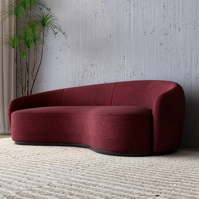 Burgundy Colour Leather like Textured Suede Sofa and Chair Fabric