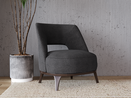 Charcoal Grey Colour Leather like Textured Suede Sofa and Chair Fabric