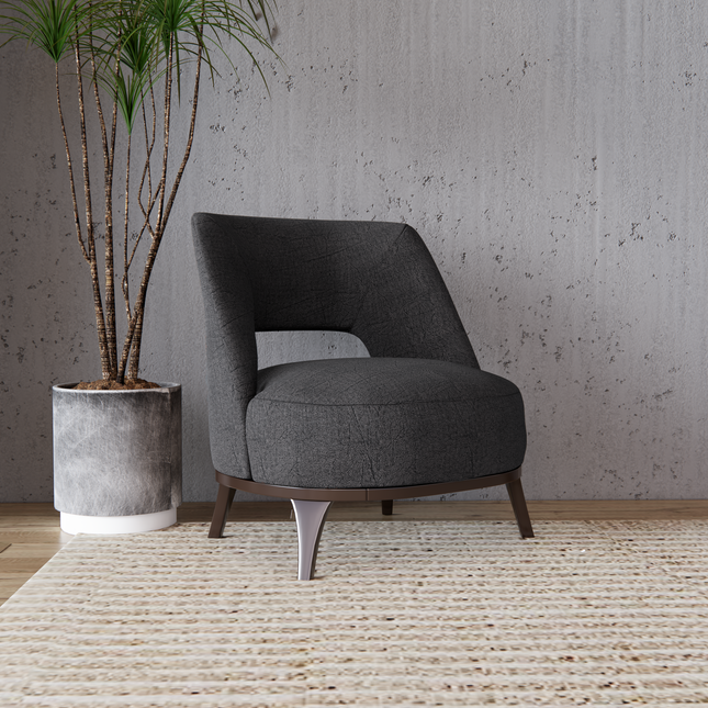 Charcoal Grey Colour Leather like Textured Suede Sofa and Chair Fabric