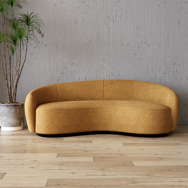 Mustard Yellow Colour Leather like Textured Suede Sofa and Chair Fabric