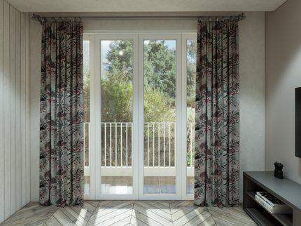 Black and maroon Colour Floral and Leaves Pattern Velvet Curtain Fabric printed