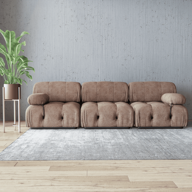 Camel Brown Colour Leather Texture Suede Sofa and Chair Fabric