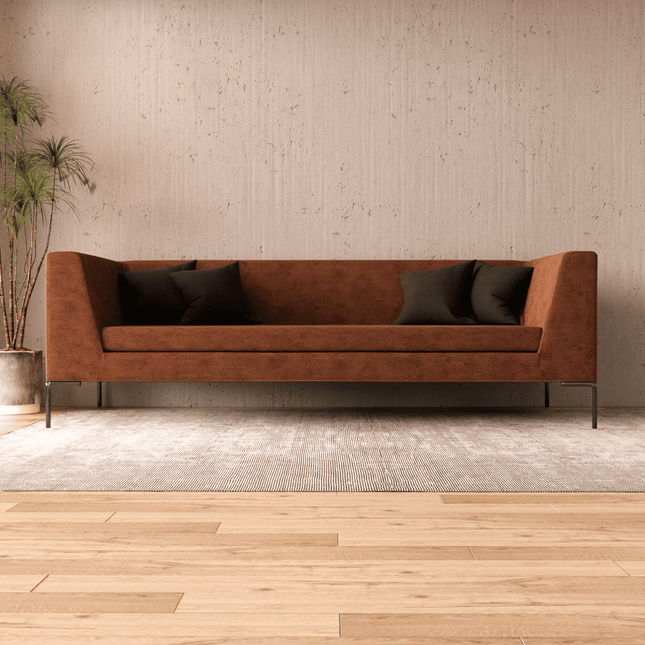 Rust Colour Leather Texture Suede Sofa and Chair Fabric