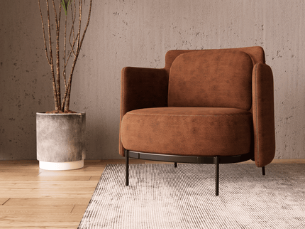 Rust Colour Leather Texture Suede Sofa and Chair Fabric