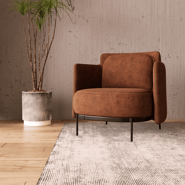 Rust Colour Leather Texture Suede Sofa and Chair Fabric