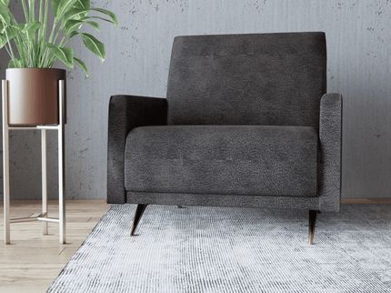 Medium Charcoal Grey Colour Leather Texture Suede Sofa and Chair Fabric