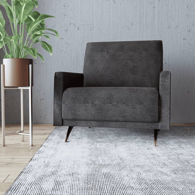 Medium Charcoal Grey Colour Leather Texture Suede Sofa and Chair Fabric