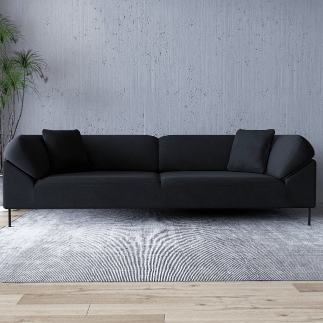 Charcoal Black Colour Leather Texture Suede Sofa and Chair Fabric