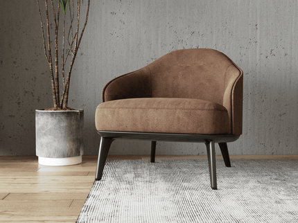 Chestnut Brown Colour Leather Texture Suede Sofa and Chair Fabric