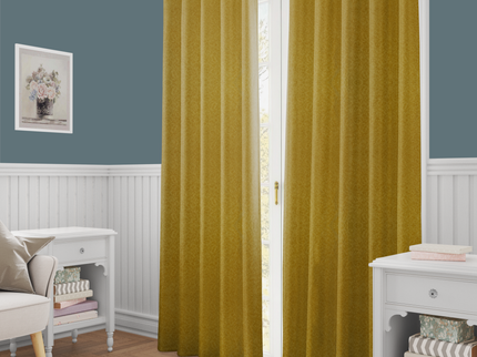 Dark Lime Green Colour Textured Velvet Flock Readymade Curtain