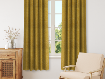Dark Lime Green Colour Textured Velvet Flock Readymade Curtain