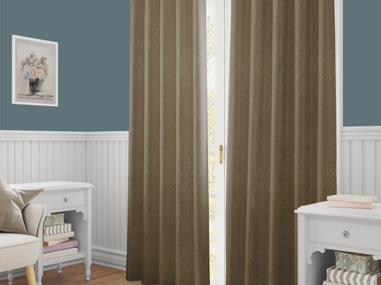 Cedar Brown Colour Textured Velvet Flock Readymade Curtain