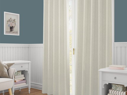 Light cream Colour Textured Velvet Flock Readymade Curtain
