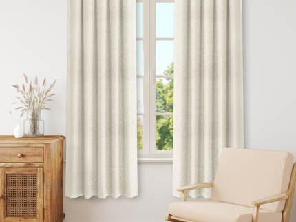 Light cream Colour Textured Velvet Flock Readymade Curtain