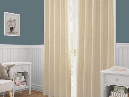 Light Camel Yellow Colour Textured Velvet Flock Readymade Curtain