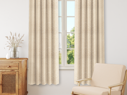 Light Camel Yellow Colour Textured Velvet Flock Readymade Curtain